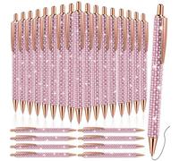 YooNotee 36 Pcs Pearl Rhinestone Metal Ballpoint Pens Bling Metal Ballpoint Diamond Pens Bulk Wedding Rhinestone Gifts for Women Office Supplies, 1.0 mm (Pink)