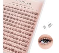 YOONOYA Wispy Cluster Lashes 144 Pcs 10 mm Natural Individual Eyelashes C Curl DIY Cluster Eyelash Extensions Customize Thin Eyelashes Your Look at Home for Beginners (QF-10mm)