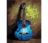 Yoonqun Blue Guitar Paint by Number Kits,Painting by Numbers on Canvas Paint by Numbers for Adults Beginner Kids DIY Oil Painting Arts Crafts for Home Wall Decor Gifts - Frameless,24x30 inch