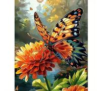 Yoonqun Butterfly Flowers Paint by Numbers for Adults,Paint by Numbers Kits on Canvas Framed DIY Acrylic Oil Painting Kit for Beginner with Paint Brushes for Home Wall Decor 22x28 inch
