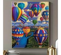 Yoonqun Colorful Hot Air Balloons Paint by Numbers for Adults,Paint by Numbers Kits on Canvas Framed DIY Acrylic Oil Painting Kit for Beginner with Paint Brushes for Home Wall Decor 22x28 inch