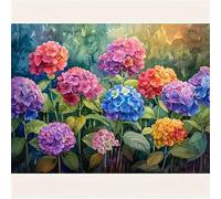 Yoonqun Colorful Hydrangeas Paint by Numbers for Adults,Paint by Numbers Kits on Canvas Framed DIY Acrylic Oil Painting Kit for Beginner with Paint Brushes for Home Wall Decor 22x28 inch