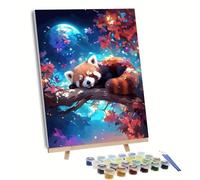 Yoonqun Cute Red Panda Tree Paint by Numbers for Adults,Paint by Numbers Kits on Canvas Framed DIY Acrylic Oil Painting Kit for Beginner with Paint Brushes for Home Wall Decor 26x30 inch