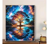 Yoonqun Landscape Tree Reflections Paint by Numbers for Adults,Paint by Numbers Kits on Canvas Framed DIY Acrylic Oil Painting Kit for Beginner with Paint Brushes for Home Wall Decor 12x16 inch