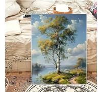 Yoonqun Landscape Trees Paint by Numbers for Adults,Paint by Numbers Kits on Canvas Frameless DIY Acrylic Oil Painting Kit for Beginner with Paint Brushes for Home Wall Decor 22x28 inch