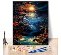 Yoonqun Moonlight Scenery Tree Paint by Numbers for Adults,Paint by Numbers Kits on Canvas Without Frame DIY Acrylic Oil Painting Kit for Beginner with Paint Brushes for Home Wall Decor 26x30 inch