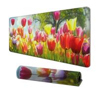 Yoonqun Mouse Mat 23.6x15.7 inch(600x400x3 mm) Gaming Mouse Pad Beautiful Tulip Flowers Large Desk Mat with Stitched Edges,Non-Slip Base Keyboard XXL Mousepad for Home Office Gaming Work
