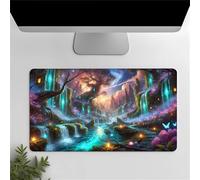 Yoonqun Mouse Mat 39.4x19.7 inch(1000x500x2 mm) Gaming Mouse Pad Fairytale Waterfall Scenery Large Desk Mat with Stitched Edges,Non-Slip Base Keyboard XXL Mousepad for Home Office Gaming Work