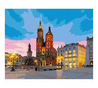 Yoonqun Paint by Numbers City Church Street 8x12 inch Paint by Numbers Kits for Adults,Framed DIY Canvas Oil Painting Kit for Beginner,Acrylic Pigment Drawing Paintwork Art for Home Wall Decor