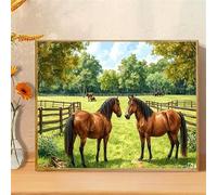 Yoonqun Paint by Numbers Farm Animal Horses 22x28 inch Paint by Numbers Kits for Adults,Frameless DIY Canvas Oil Painting Kit for Beginner,Acrylic Pigment Drawing Paintwork Art for Home Wall Decor