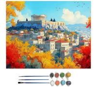 Yoonqun Paint by Numbers Urban Scenery 16x20 inch Paint by Numbers Kits for Adults,Framed DIY Canvas Oil Painting Kit for Beginner,Acrylic Pigment Drawing Paintwork Art for Home Wall Decor