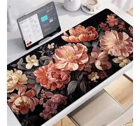 Yoonqun Pink Peony Flowers Large Gaming Mouse Pad 600x400x2 mm Long Computer Keyboard Mousepad XXL Mouse Mat Washable with Slip Rubber Base Desk Pad for PC, Laptop, Office