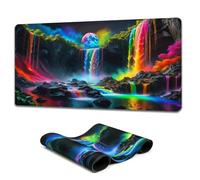 Yoonqun Rainbow Waterfall Large Gaming Mouse Pad 600x400x2 mm Long Computer Keyboard Mousepad XXL Mouse Mat Washable with Slip Rubber Base Desk Pad for PC, Laptop, Office