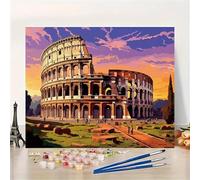 Yoonqun Roman Colosseum Paint by Numbers for Adults,Paint by Numbers Kits on Canvas Framed DIY Acrylic Oil Painting Kit for Beginner with Paint Brushes for Home Wall Decor 18x24 inch
