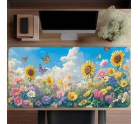 Yoonqun Spring Flowers Butterflies Large Gaming Mouse Pad 1000x500x2 mm Long Computer Keyboard Mousepad XXL Mouse Mat Washable with Slip Rubber Base Desk Pad for PC, Laptop, Office