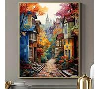 Yoonqun Street House Landscape Paint by Numbers for Adults,Paint by Numbers Kits on Canvas Without Frame DIY Acrylic Oil Painting Kit for Beginner with Paint Brushes for Home Wall Decor 20x26 inch