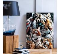Yoonqun Wild Animals Paint by Numbers for Adults,Paint by Numbers Kits on Canvas Framed DIY Acrylic Oil Painting Kit for Beginner with Paint Brushes for Home Wall Decor 12x16 inch
