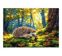 Yoonqun Woodland Hedgehog Paint by Numbers for Adults,Paint by Numbers Kits on Canvas Framed DIY Acrylic Oil Painting Kit for Beginner with Paint Brushes for Home Wall Decor 20x26 inch