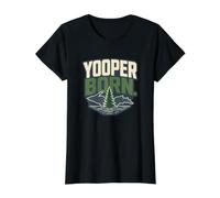Yooper Born Upper Peninsula Michigan Great Lakes Pride Value Graphic T-Shirt, Women, Black, S