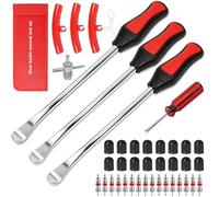 YOOPIN 11.5" Tyre Levers, 41PCS Tire Removal Tool Kit | For bicycles and car tires. Includes 3x 30cm spoons, 3x rim protectors, 16x valve cores/caps, 4-way valve wrench