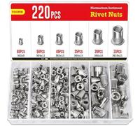 YOOPIN 220PCS Rivnut Kit, Stainless Steel Rivnut, M3 M4 M5 M6 M8 M10 Sliver Rivet Nut, Flat Head Threaded Rivet Nuts for Metal Sheets, Electrical Appliances and Industrial Products