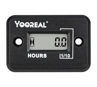 YOOREAL Inductive Digital Hour Meter Waterproof IP68, Works on 2/4 Stroke Various ZTR/Riding Lawn Mower Land Trimmer UTV Brushcutter Tractor ATV(HM006B Black)