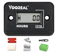 YOOREAL Inductive Digital Hour Meter Waterproof IP68, Works on 2/4 Stroke Various ZTR/Riding Lawn Mower Land Trimmer UTV Brushcutter Tractor ATV(HM006B Black)