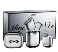 yoose Mini Electric Shaver + Nose Trimmer - Monoblock Alloy Body, Ultra-Silent Motor, IPX7 Waterproof - Compact and Portable - Ideal as a Gift for Men (Silver)