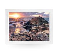 yoosh Portable Lap Desk Tray (Ireland Giants Causeway) Handmade Wooden Frame, Beanbag Cushioned Bottom | Computers, Laptops, Meals, Food | L0135 White