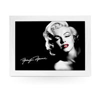 yoosh Portable Lap Desk Tray (Marilyn Monroe Signature) Handmade Wooden Frame, Beanbag Cushioned Bottom | Computers, Laptops, Meals, Food | L0034 White
