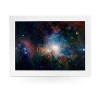 yoosh Portable Lap Desk Tray (Orion Nebula Space) Handmade Wooden Frame, Beanbag Cushioned Bottom | Computers, Laptops, Meals, Food | L0130 White