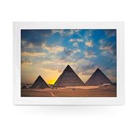 yoosh Portable Lap Desk Tray (The Great Pyramids Of Egypt) Handmade Wooden Frame, Beanbag Cushioned Bottom | Computers, Laptops, Meals, Food | L0083 White