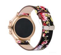 YOOSIDE 18mm Watch Strap for Fossil Women's Gen 6 / Women's Gen 5E, Quick Release Floral Print PU Leather Wrist Band Compatible with Fossil Q Venture Gen 3/Gen 4/HR Gen 4 (Red Flower)