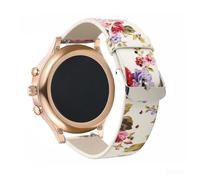 YOOSIDE 18mm Watch Strap for Fossil Women's Gen 6 / Women's Gen 5E, Quick Release Floral Print PU Leather Wrist Band Compatible with Fossil Q Venture Gen 3/Gen 4/HR Gen 4 (Pink Flower)