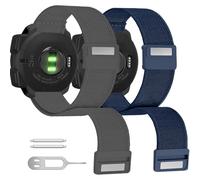 YOOSIDE 2-Pack Elastic Nylon Watch Strap for Garmin Instinct 2 Solar, Soft Loop Lightweight Stretchy Wrist Band with Magnetic Closure (Blue-Grey)