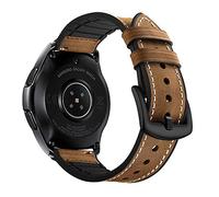 YOOSIDE 20mm Watch Strap for Samsung Galaxy Watch 4 / Watch 5 40mm/44mm, Quick Release Soft Genuine Leather Hybrid Silicone Sweatproof Wrist Band for Galaxy Watch 5 Pro 45mm,Watch 4 Classic(Brown)