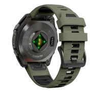 YOOSIDE 22mm 26mm Dual Color Sport Silicone Watch Strap for Garmin Fenix 8 / Instinct 3 / epix Pro, QuickFit Soft Wristband with Matte Buckle for Fenix 7/6/5, Enduro, Quatix (Green-Black, 22mm)