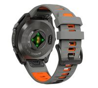 YOOSIDE 22mm 26mm Dual Color Sport Silicone Watch Strap for Garmin Fenix 8 / Instinct 3 / epix Pro, QuickFit Soft Wristband with Matte Buckle for Fenix 7/6/5, Enduro, Quatix (Gray-Orange, 22mm)