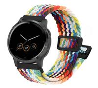 YOOSIDE Braided Elastic Nylon Watch Strap for Venu 2S / Vivoactive 4S / Venu 3S, 18mm Loop Soft Stretchy Wrist Band with Magnetic Closure for Garmin Forerunner 255s/265s,Vivomove 3S (Colorful)