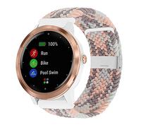 YOOSIDE for Garmin Venu 2 Plus/Venu Sq/Vivoactive 5 Braided Loop Watch Strap, 20mm Elastic Soft Stretchy Nylon Wristband Strap with Adjustable Clasp for Vivomove 3,Forerunner 158 (Grey-Pink)