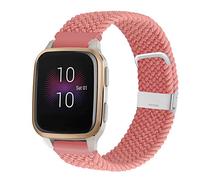 YOOSIDE for Garmin Venu 2 Plus/Venu Sq/Vivoactive 5 Braided Loop Watch Strap, 20mm Elastic Soft Stretchy Nylon Wristband Strap with Adjustable Clasp for Vivomove 3,Forerunner 158 (Pink)