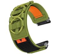 YOOSIDE Lightweight Nylon Watch Strap for for Garmin Fenix 8 47mm / epix Pro 47mm / Instinct 3 45mm, Military Tactical Loop Sport Wristband for Fenix 7/6 /5 (Green)