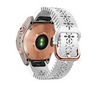 YOOSIDE Quick Fit 20mm Silicone Watch Strap Compatible with Garmin Instinct 2S/ Fenix 7S/ Fenix 6S/ 5S, Soft Lace Silicone Sport Hollowed out Slim Wrist Bands for Descent Mk2S (White)