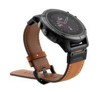 YOOSIDE QuickFit 22mm 26mm Genuine Leather Watch Strap for Garmin Fenix 8 / epix Pro/Instinct 3, Retro Classic Soft Wristband for Fenix 7/6 /5, Enduro, Tactix Delta, Quatix 8 (Brown, 26mm)