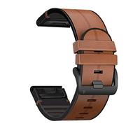 YOOSIDE QuickFit 26mm Leather Watch Strap for Fenix 6X / Fenix 5X / Fenix 7X / Enduro, Soft Genuine Leather with Silicone Sweatproof Wrist Band for Garmin epix Pro 51mm,Tactix Delta (Brown)