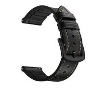 YOOSIDE Watch Strap for Galaxy Watch3 45mm, 22mm Soft Genuine Leather Hybrid Silicone Sweatproof Quick Release Wristband Strap for Samsung Galaxy Watch 46mm/Gear S3 (Black)