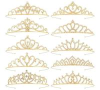 Yoosit 10 Pack Birthday Tiaras for Women Sparkling Rhinestone Crystal Princess Crowns, Pink Silver Gold Metal Headbands for Wedding Party Favors, Bridal Prom Homecoming Pageant Accessories