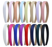 Yoosit 16 Pack Multicolor Satin Cloth Fabric Covered Thin Slim Plain Plastic Headband Hair Band Hoops Base for Women Men Girls Teens Kids Hair Accessories (Multicolor B, Width: 2 cm / 0.8")