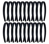 Yoosit 20 Pack Black Satin Cloth Fabric Covered Wide Plastic Headbands DIY Crafting Plain Base Head Bands Hard Hairbands (Black A)
