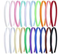 Yoosit 20 Pack Candy Thin Plastic Headbands for Kids Girls - Rainbow Colorful Skinny Plain Basic, DIY Satin Covered Blank for Crafting, 1CM Width